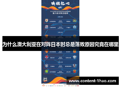 为什么澳大利亚在对阵日本时总是落败原因究竟在哪里 为什么澳大利亚在对阵日本时总是落败原因究竟在哪里
